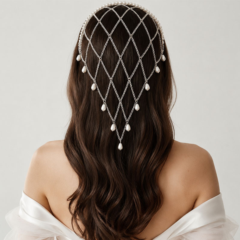 Beaded Trim Fringe - İmitasyon İnci Detaylı File Başlık, Su