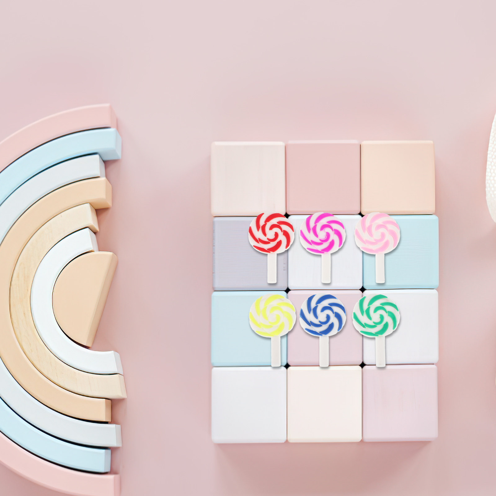 Craft Embellishment - 36 adet canlı gökkuşağı lolipop zanaat