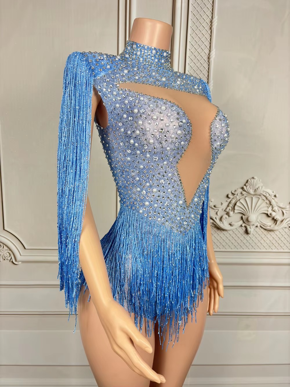 Mavi Kristal Taşlı Püsküllü Bo - Rhinestone Banding Trim incelemesi ve fiyatı